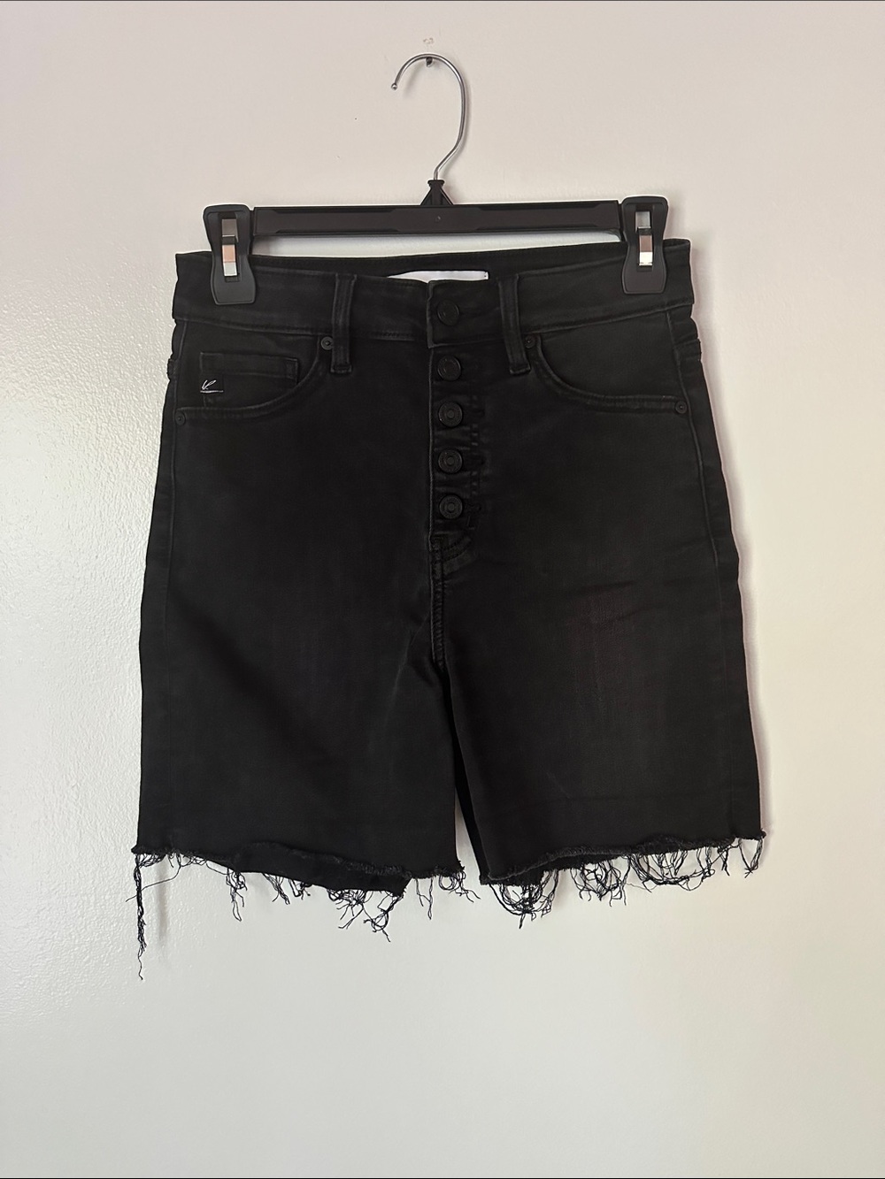 KanCan Black Denim High-Rise Shorts with Button Fly Size S